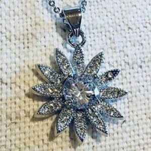 NEW CZ Flower / Starburst Pendant on 20" Chain